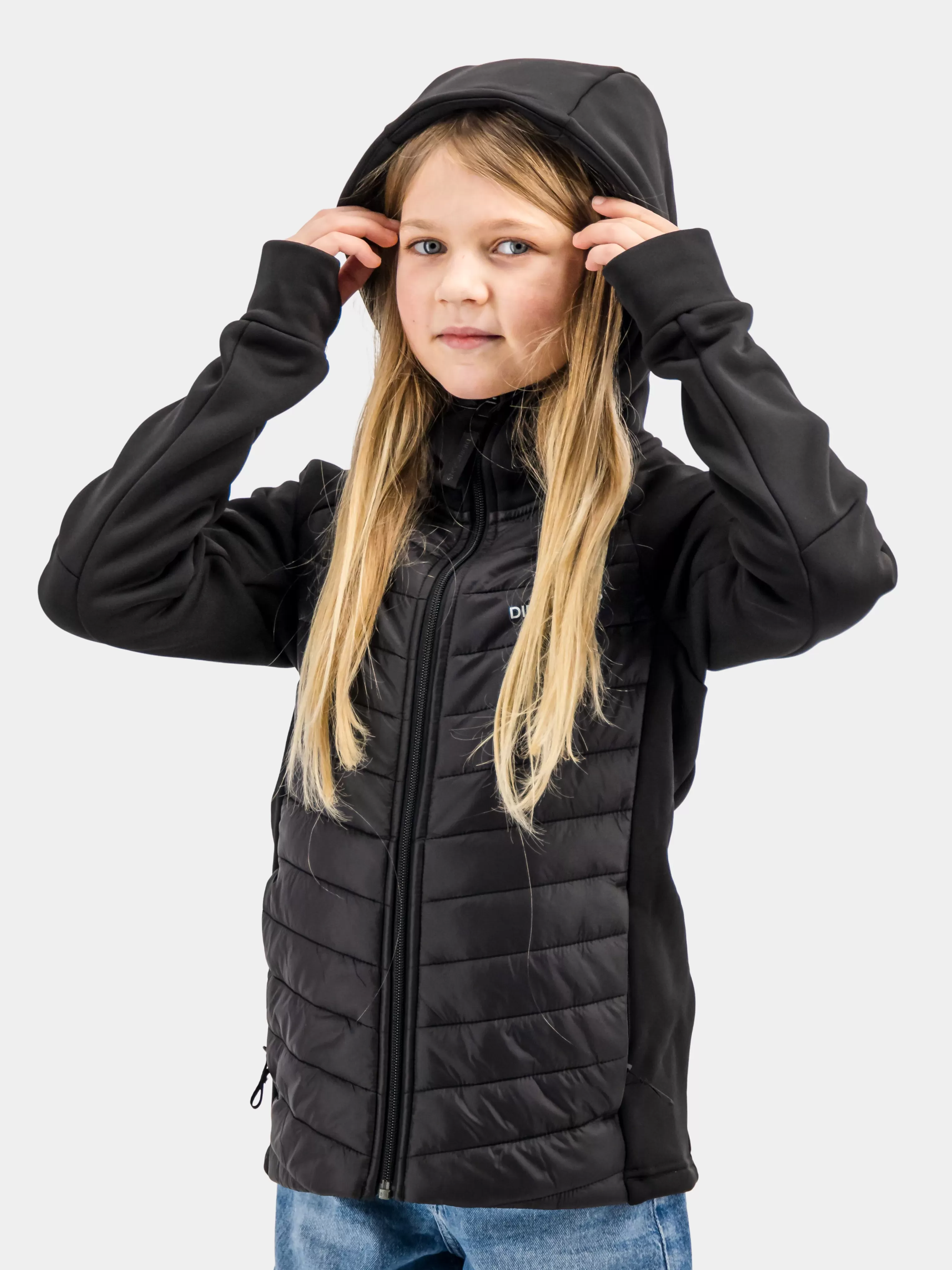 Didriksons Tovik Hybrid Girl's Hoodie>Ungdom Hybridjackor